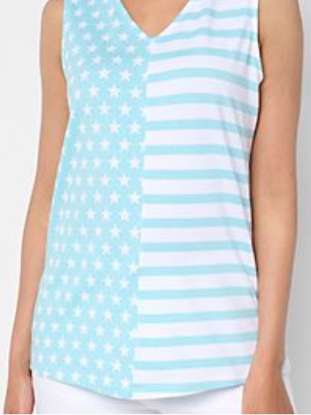 Denim & Co. Americana Favorite Jersey V-
Neck Tank-pastel turquoise